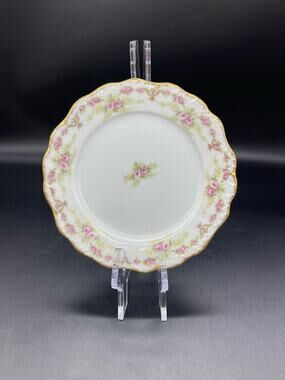 Elite Works P&B Limoges Bread Plate 6.25" Primrose Flower Gold Rim